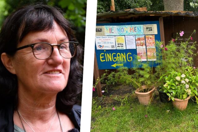 Eine Montage zeigt Dorothee Zijp und den Eingang eines Bauernhofes.