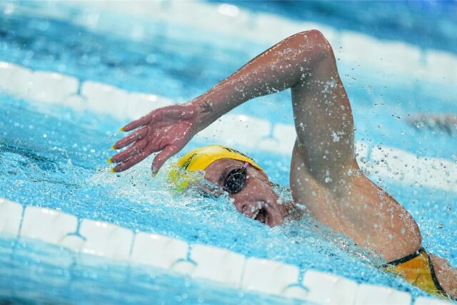 Olympia, Paris 2024: Die australische Schwimmerin Ariarne Titmus in Aktion im 200 Meter Freistil der Frauen.