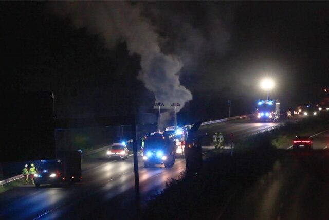 Brennender Lkw am 7.8.24 auf der A2 bei Gladbeck