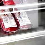 Blukonserven liegen in einem Kühlschrank.