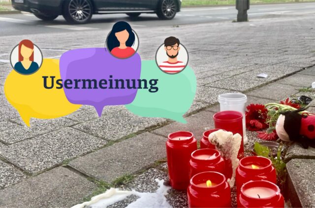 Auf der Evinger Straße im Dortmunder Osten haben Menschen zum Gedenken an den tödlichen Unfall mit einem elfjährigen Jungen Kerzen, Blumen und ein Kuscheltier niedergelegt.