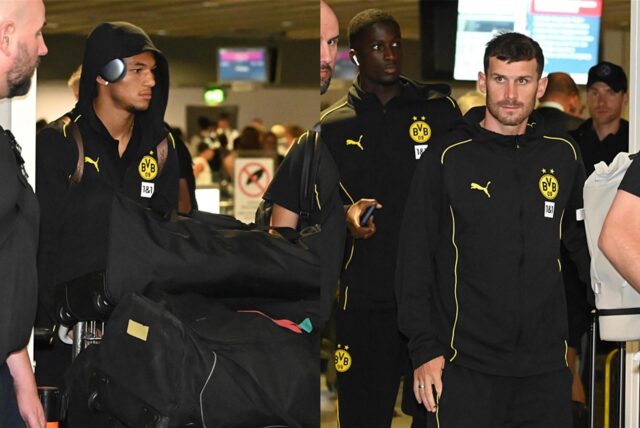 Paris Brunner und Pascal Groß bei der Ankunft am Dortmund Airport.