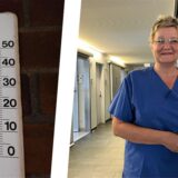 Links ein Thermometer, das 31 Grad Celsius anzeigt, rechts Oberärztin Annette Stein