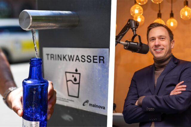 links: ein Trinkwasserbrunnen / rechts: Bastian Pietsch