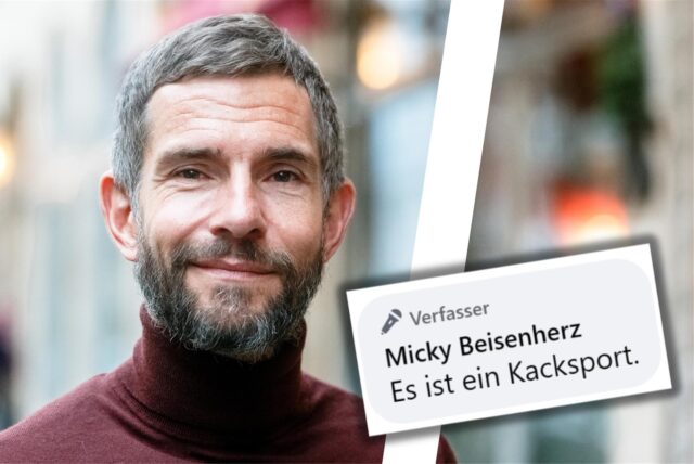 Montage: Micky Beisenherz mit seinem Facebook-Kommentar zu Korfball im August 2024