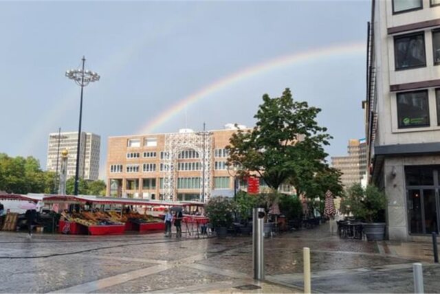 Ein Regenbogen über der Dortmunder City