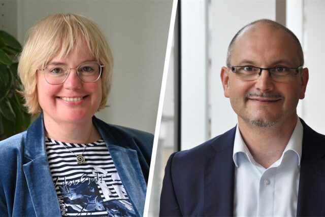 Eine Montage eines Fotos von Diplom-Psychologin Dr. Petra Kortas-Hartmann von der Bezirksregierung Münster und vom Leiter der Regionalen Schulberatungsstelle des Kreises Borken, Dr. Sascha Borchers