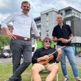 Marc Frese (r. mit Jens Langensiepen und Steven Wels) ist stolz auf das Ergebnis von zehn Jahren „Mein Ickern“.