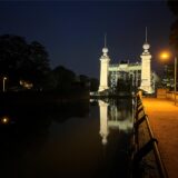 Das Schiffshebewerk Henrichenburg in der Nacht.