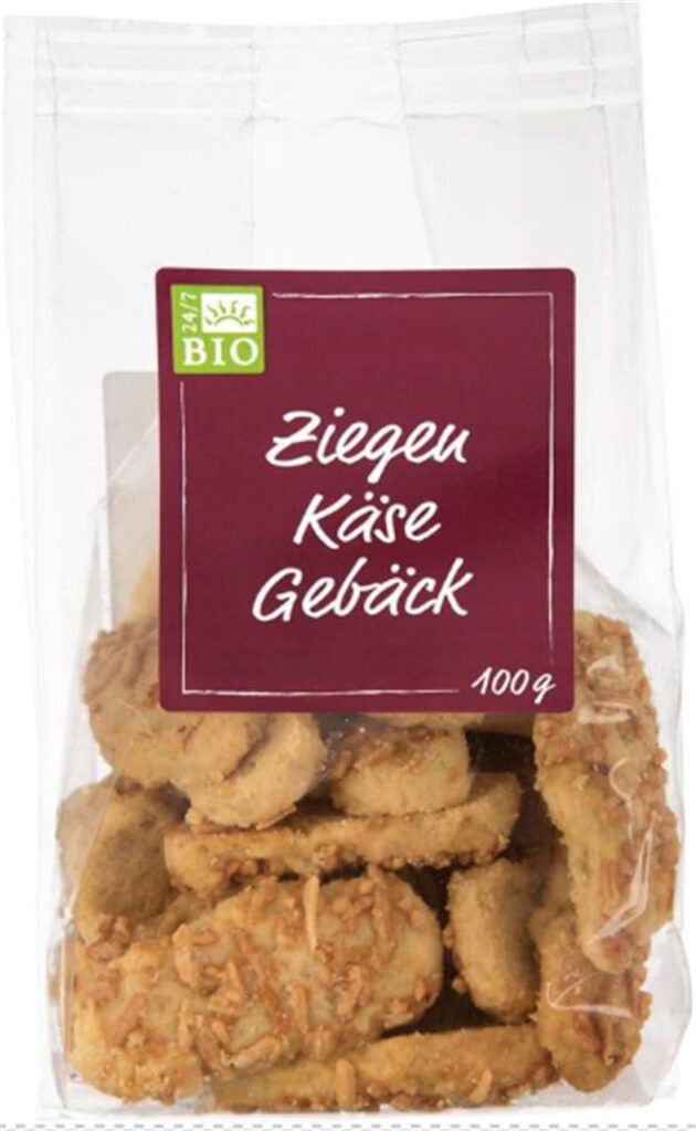 Eine Packung des Ziegenkäsegebäcks, das von einer Rückrufaktion betroffen ist. Eine Packung des Ziegenkäsegebäcks, das von einer Rückrufaktion betroffen ist.
