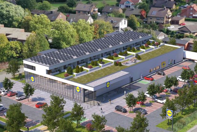 So soll der Lidl-Markt im Riegefeld zwischen Dorstener Straße und Leiblstraße aussehen. 800 Quadratmeter Verkaufsfläche sind geplant, aber in diesem Haus ist Platz für mehr.