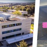 Der Oberstufen-Anbau des Bert-Brecht-Gymnasiums in Kirchlinde und der momentan gesperrte Haupteingang der Gilden-Europa-Schule in Huckarde.