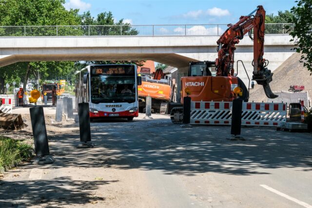 Blick auf die Baustelle Hallenbad-Brücke