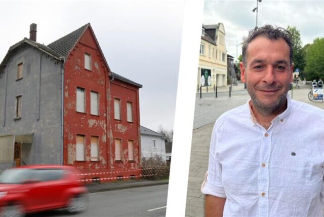 Montage des roten Hauses an der Werner Straße und eines Bildes von Inhaber Cevdet Karademir.