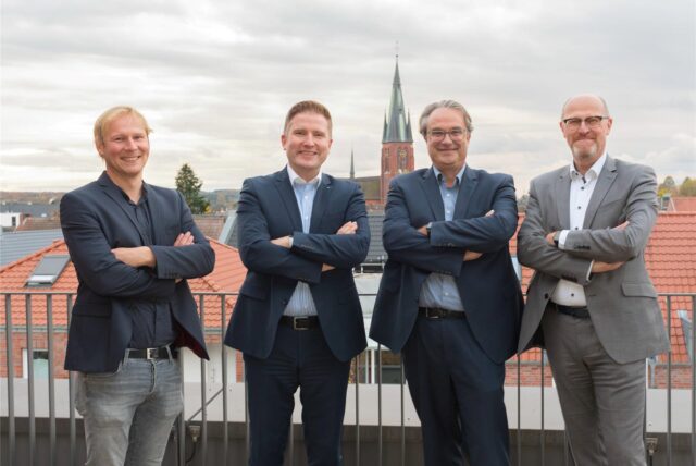 Der Vorstand der Energiegenossenschaft Haltern am See (v.l.): Maik Gerding, Henning Henke (Vorsitzender), Carsten Schier, Olaf Büchter