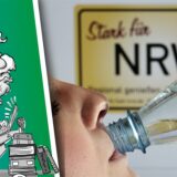Frau trinkt Mineralwasser.
