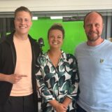 Cornelius Küpper, Katja Wehrland und Jürgen Koers vor dem RN-Studio.