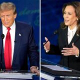 Diese Fotokombination zeigt den republikanischen Präsidentschaftskandidaten und ehemaligen US-Präsidenten Donald Trump (l) und die demokratische Präsidentschaftskandidatin und US-Vizepräsidentin Kamala Harris während einer ABC News Präsidentschaftsdebatte im National Constitution Center. Trump will nicht noch einmal zum TV-Duell gegen Harris antreten.