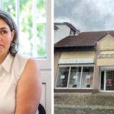 Eine Montage: Links ein Foto der Recklinghäuser Dezernentin Christina Kutschaty. Rechts ein Haus mit Schaufenstern in einer Fußgängerzone. Auf der rechten Seite steht ein eingetopfter Baum mit Sitzmöglichkeit.