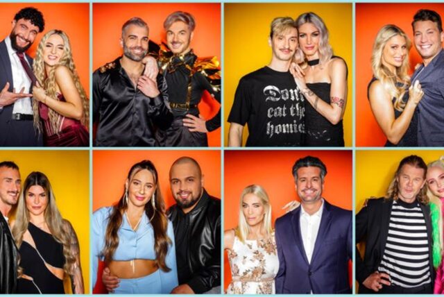 Diese Paare sind 2024 in der RTL-Show «Das Sommerhaus der Stars – Kampf der Promipaare», Staffel 9 (V.o.l.): Influencer Umut Tekin und Emma Fernlund, Rafi Rachek und Reality-Icon Sam Dylan, Model und Influencerin Tessa Bergmeier und Freund Jakob, Vanessa Schmitt und Raúl Richter (V.u.l.): Freund Michael und Reality-Personality Gloria Glumac, TV-Sternchen Alessia Herren und Partner Can, Designerin Sarah Kern und Tobias Pankow, Model Theresia Fischer und Stefan Kleiser.
