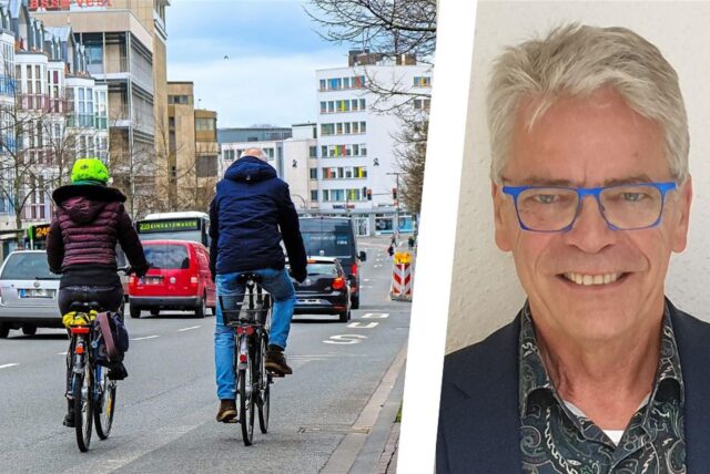 Radfahrer fahren auf dem Wallring in Recklinghausen