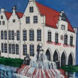 Bild vom alten Rathaus in Haltern mit Brunnen