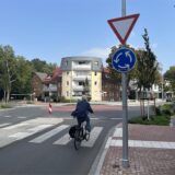 Der Kreisverkehr am Postamt in Datteln.