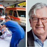 Wolfgang Heinberg (r.), Notfallsanitäter versorgen eine Patientin (l.)