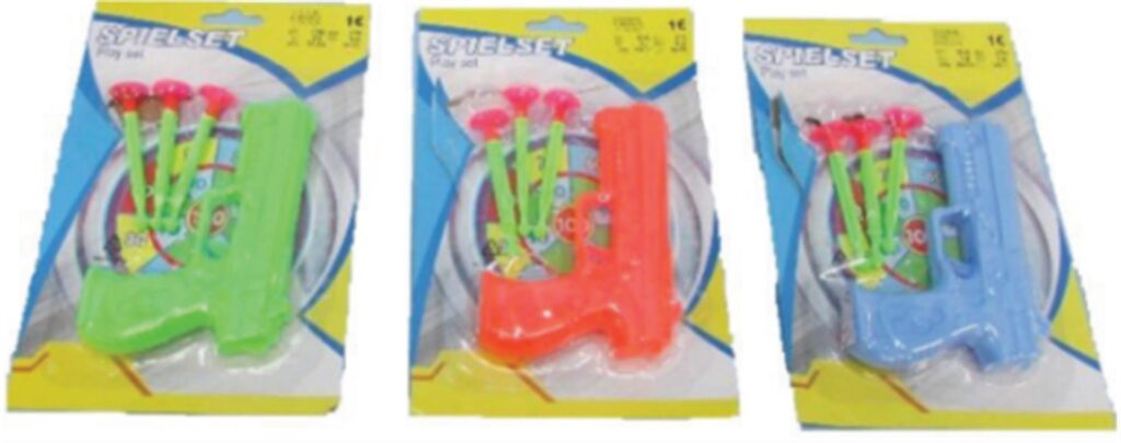 Drei Spielzeugpistolen von Tedi, für die es eine Rückrufaktion gibt. Drei Spielzeugpistolen von Tedi, für die es eine Rückrufaktion gibt.