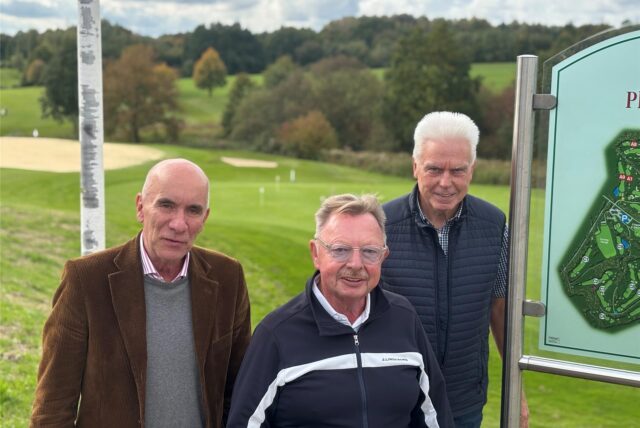 Wolfgang Dressler, Reiner Kötter und Karl-Heinz Platzek (v.l.) sind entspannt, was die Zukunft des Golfclubs angeht. Der Vorstand hat Pläne in der Schublade.