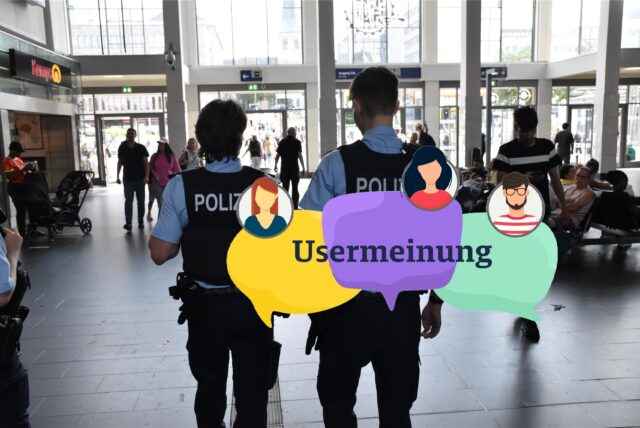 Polizisten im Hauptbahnhof.