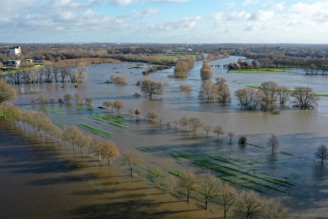 Hochwasser der Lippe aus der Luft