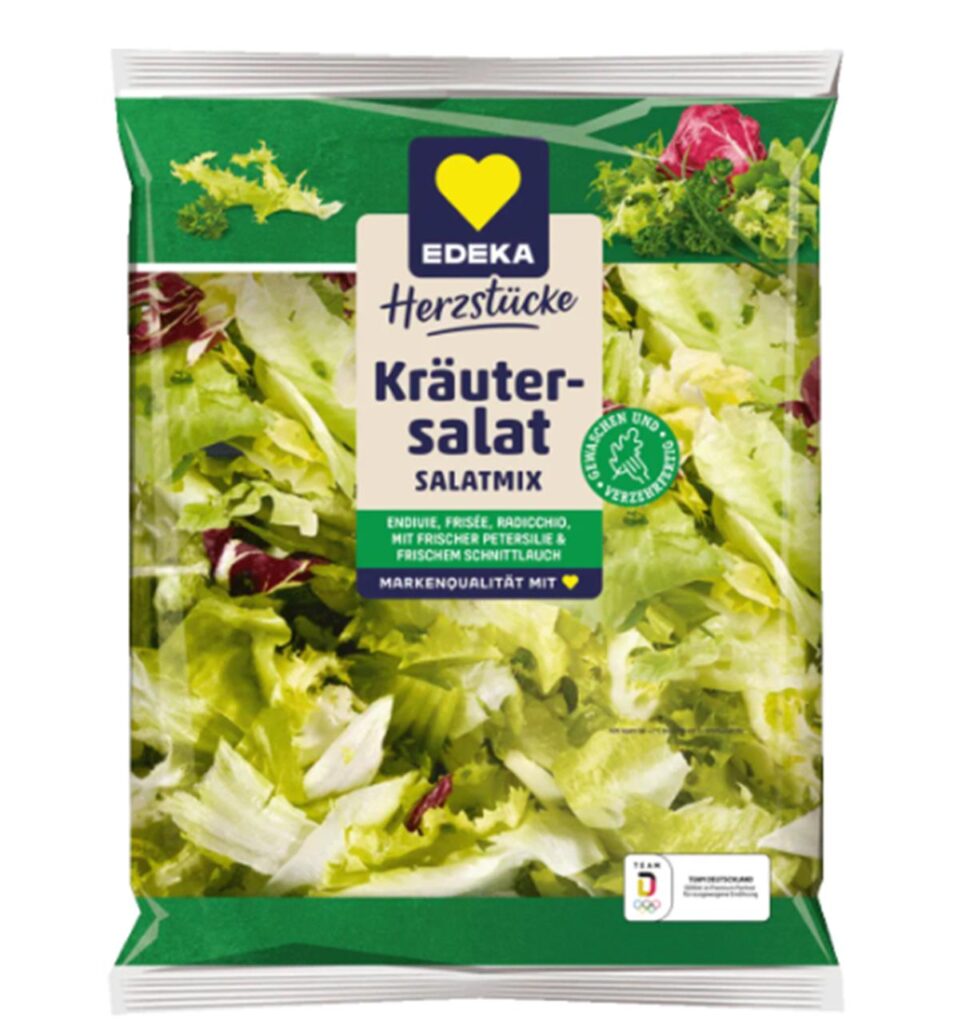 Ein Beutel des Salatmixes von Edeka, für den es eine Rückrufaktion gibt.