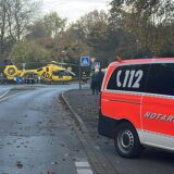 Ein Helikopter ist mitten auf einem Kreisverkehr in Dortmund gelandet.