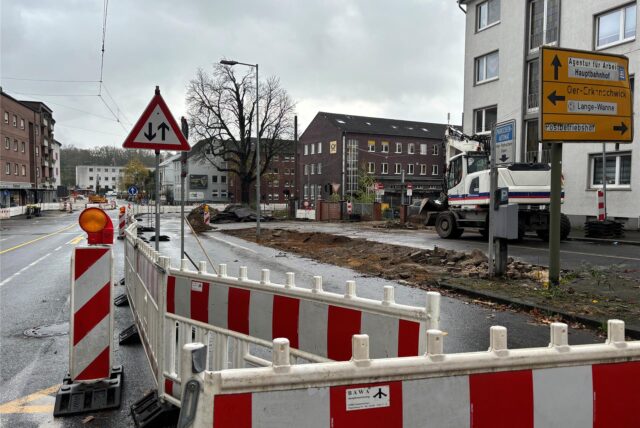 Ansicht der Baustelle auf der Wickingstraße in Recklinghausen.