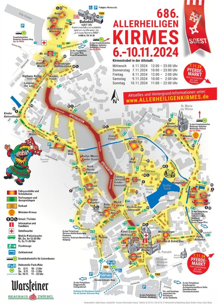 Der Kirmesplan der Allerheiligenkirmes Soest 2024. Der Kirmesplan der Allerheiligenkirmes Soest 2024.