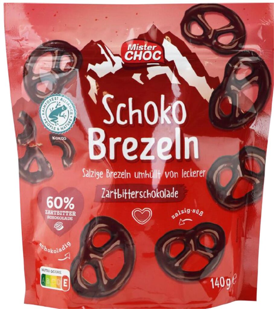 Ein Beutel der Schoko-Brezeln von Lidl, für die es eine Rückrufaktion gibt. Ein Beutel der Schoko-Brezeln von Lidl, für die es eine Rückrufaktion gibt.