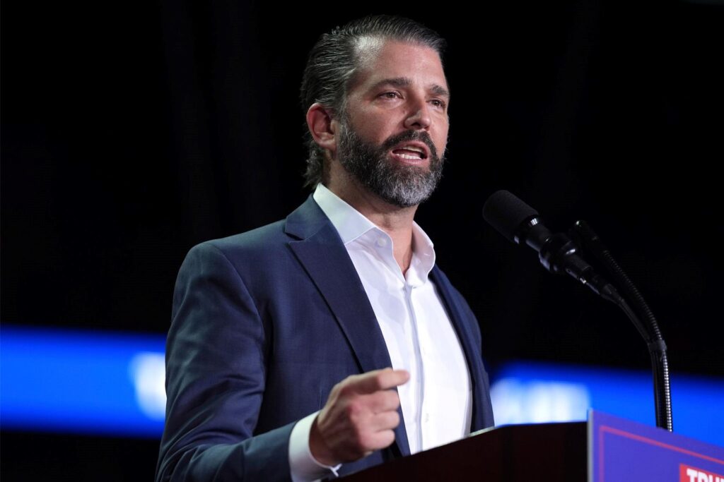 Donald Trump Jr. spricht bei einer Wahlkampfveranstaltung. Donald Trump Jr. spricht bei einer Wahlkampfveranstaltung.