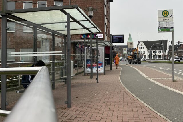 Die Bushaltestelle am Lippetor in Dorsten