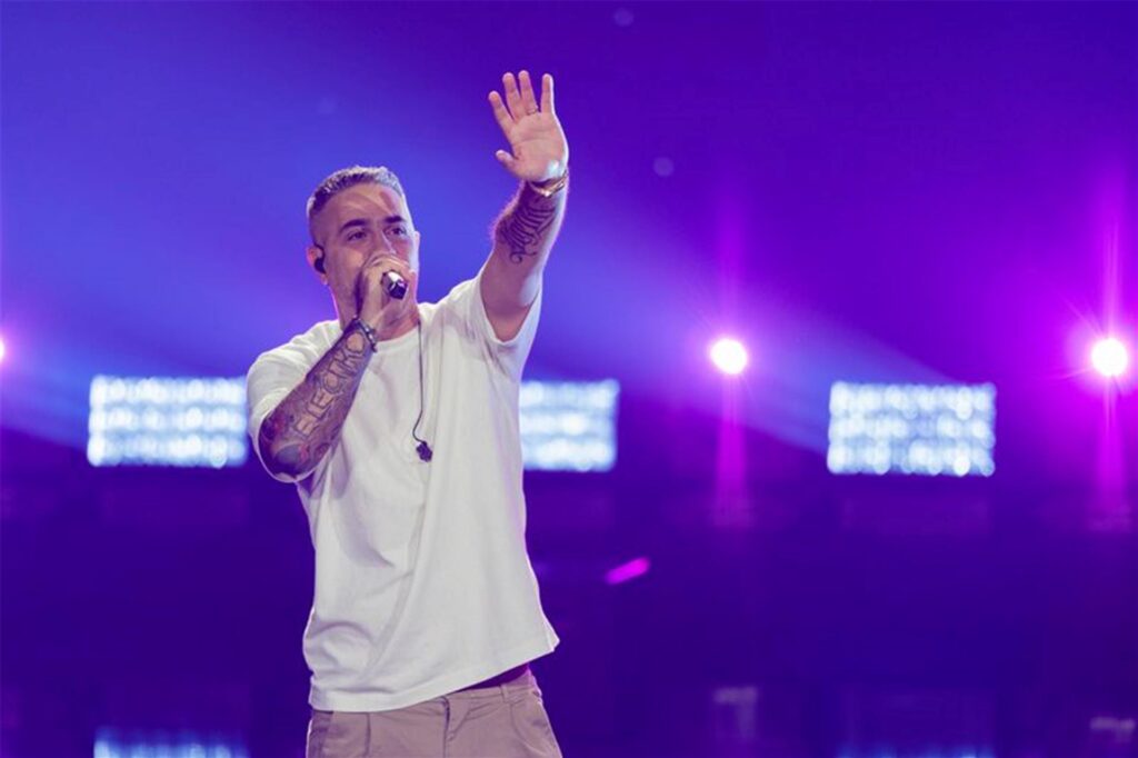 Rapper Bushido rappt beim DSDS-Finale. Rapper Bushido rappt beim DSDS-Finale.