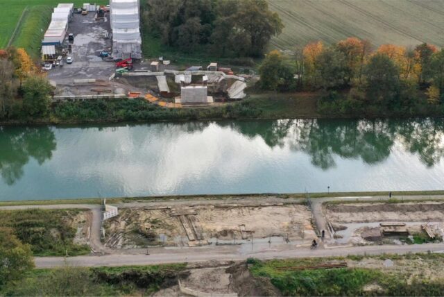 Baustelle für die neue Östricher Kanalbrücke in Dorsten