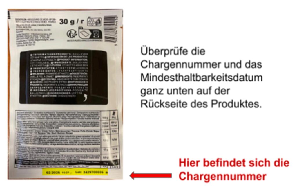 Die Rückseite einer Verpackung des Proteinpulvers von Decathlon, das von einer Rückrufaktion betroffen ist. Die Rückseite einer Verpackung des Proteinpulvers von Decathlon, das von einer Rückrufaktion betroffen ist.