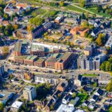 Luftbildaufnahme von Herten-Mitte mit den Hertener Höfen im Bildmittelpunkt.