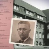 Die Bildmontage zeigt altes Foto von Dr. Werner Sengenhoff, der Anstaltsarzt der „Heilanstalt Aplerbeck“  in Dortmund und später in Marsberg war. Im Hintergrund ist die Kinderabteilung in Aplerbeck zu sehen – links im Bild einer der Totenscheine, die für die ermordeten Kinder ausgestellt wurden. Fotos: Gelsenzentrum e.V., LWL-Archiv