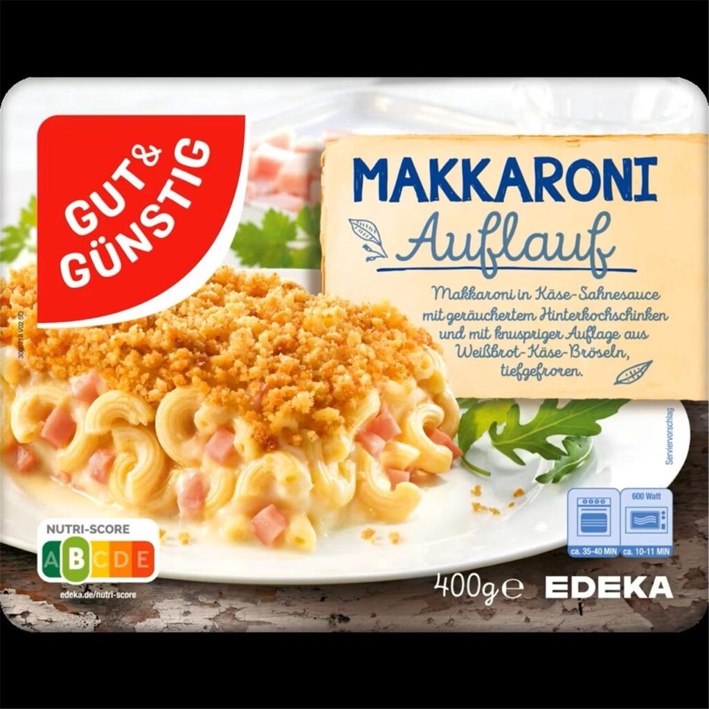Eine Verpackung des Makkaroni-Auflaufs der Marke Gut & Günstig, der von einer Rückrufaktion betroffen ist. Eine Verpackung des Makkaroni-Auflaufs der Marke Gut & Günstig, der von einer Rückrufaktion betroffen ist.