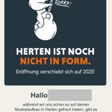 „Herten ist noch nicht in Form“ ist auf der Grafik zu lesen, mit der FitX seine Hertener Neukunden anspricht.