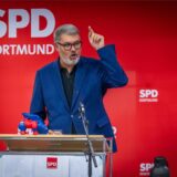 Thomas Westphal bei seiner Rede auf dem Parteitag, bei der er zum SPD-Oberbürgermeister-Kandidaten 2025 nominiert wurde.