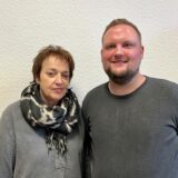 Brigitte Hellerberg und David Berger von der Caritas