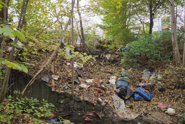 Eine illegale Müllkippe am Landwehrbach in Castrop-Rauxel in der Nähe des Fuhrpark-Gammel-Geländes: Immer wieder sieht es hier so schlimm aus.