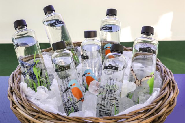 Trinkwasserflasche mit Haltern-Motiv.